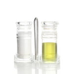 Clear Acrylic Shaker and Pour Bottle Set with Stand Multipurpose Kitchen Storage Containers Dispenser Bottles for Storing Salt Pepper Spices and Oil