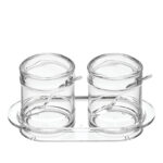 200 ML Clear Acrylic Seasoning Jar Set with Lids and Spoons Multipurpose Storage Containers with Base for Condiment Coffee Sugar Herbs and Jam