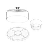 31 CM Multifunctional Clear Acrylic Cake Stand with Dome Cover Salad Bowl and Snack Tray 3 in 1 Serving Platter for Fruits Vegetables and Soup Server - Image 3
