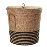 43 CM Multipurpose Handmade Woven Straw Storage Basket with Handles and Lid Organizer Baskets for Living Room Bedroom Nursery and Laundry 1 Piece - Image 2