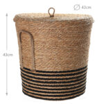 43 CM Multipurpose Handmade Woven Straw Storage Basket with Handles and Lid Organizer Baskets for Living Room Bedroom Nursery and Laundry 1 Piece - Image 3