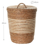 49 CM Multipurpose Handmade Woven Straw Storage Basket with Lid Built in Handle Organizer Baskets for Living Room Bedroom Nursery and Laundry 1 Piece - Image 3