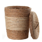 42 CM Multipurpose Handmade Woven Straw Storage Basket with Lid Built in Handle Organizer Baskets for Living Room Bedroom Nursery and Laundry 1 Piece - Image 2