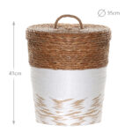41 CM Multipurpose Handmade Woven Straw Storage Basket with Lid Built in Handle Organizer Baskets for Living Room Bedroom Nursery and Laundry 1 Piece - Image 3