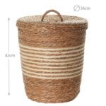 42 CM Multipurpose Handmade Woven Straw Storage Basket with Lid Built in Handle Organizer Baskets for Living Room Bedroom Nursery and Laundry 1 Piece - Image 3