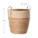 36 CM Multipurpose Handmade Woven Straw and Cotton Storage Basket with Handles Organizer Baskets for Living Room Bedroom Nursery and Laundry 1 Piece - Image 3