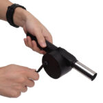 Portable Manual Hand Crank Fan Air Hand Blower Fast Fire Starter Fan Air Blower for Outdoor Picnic Camping Cooking Barbecue and Charcoal Black - Image 2