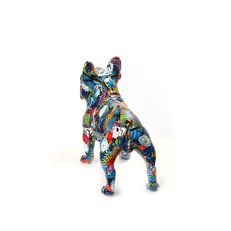 17 CM Resin Colorful French Bulldog Sculpture Figurines Graffiti Bulldog Figurine Display Art Statue Decorative Ornaments for Home Decor - Image 4