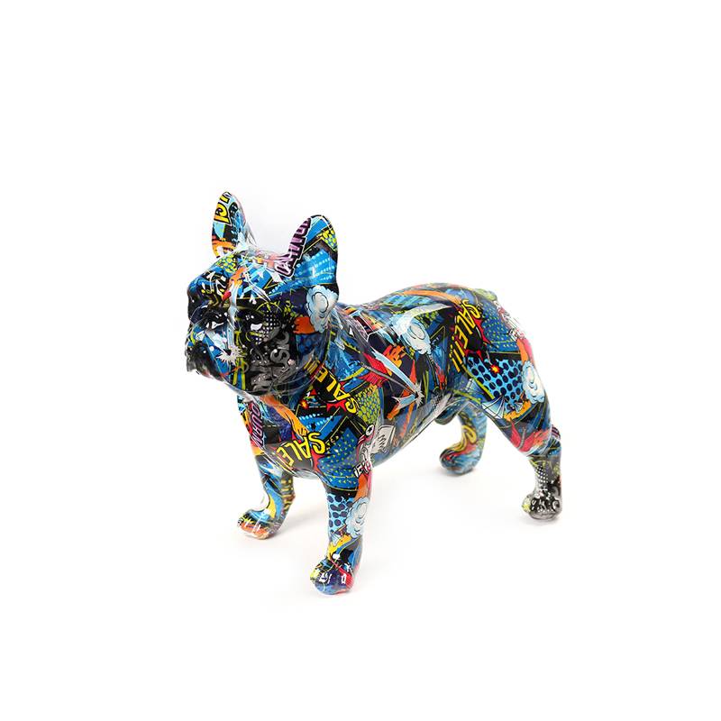 17 CM Resin Colorful French Bulldog Sculpture Figurines Graffiti Bulldog Figurine Display Art Statue Decorative Ornaments for Home Decor - Image 1
