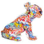 40 CM Resin Colorful French Bulldog Wearing Glasses Sculpture Figurines Graffiti Bulldog Figurine Decorative Ornaments Statue for Home Decor - Image 4