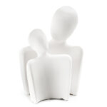Set of 2 Ceramic Couple Sculpture Figurines Modern Romantic Abstract Hugging Couple Statues Passionate Ornament Figurine Statue for Home Decor White