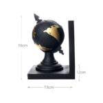 Set of 2 Resin Handcrafted Globe Bookends Sculpture Figurines Bookend Display Art Statue Decorative Ornaments for Home Decor Black and Gold - Image 3