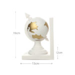 Set of 2 Resin Handcrafted Globe Bookends Sculpture Figurines Bookend Display Art Statue Decorative Ornaments for Home Decor White and Gold - Image 3