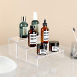 Set of 3 Clear Acrylic Stackable Display Stands Jewelry Showcase Shelf Rectangle Display Risers Stand for Figures Cosmetics Perfume and Accessories - Image 2