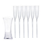 Set of 6 Acrylic Long Stemmed Flutes Unbreakable Goblets with Holder Reusable Floating Drinking Glasses Cup for Wine Champagne Whiskey and Cocktail - Image 2
