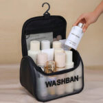 23 CM Cosmetic and Toiletry Organizer Wash Bag with Zipper and Handle Hanging Waterproof Storage Bag for Travel Camping Business Trips and Beach