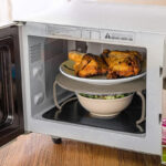 23 CM Heat Resistant Multifunction Plastic Refrigerator and Microwave Shelf Foldable Organizing Rack Microwave Plate Stacker Food Tray 1 Piece White - Image 2