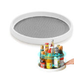 30 CM Multifunctional Plastic Rotatable Storage Tray 360° Spinning Organizer Trays for Kitchen Pantry Bathroom Makeup and Cosmetics 1 Piece White