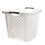 34 L Laundry Hamper Basket with Handles Large Baskets for Carrying and Storage Clothes Multipurpose Organizer Basket for Bathroom Laundry Room White