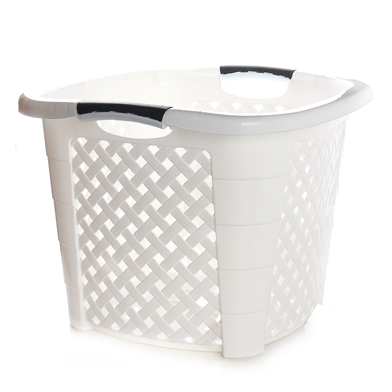 34 L Laundry Hamper Basket with Handles Large Baskets for Carrying and Storage Clothes Multipurpose Organizer Basket for Bathroom Laundry Room (4) 34 L Laundry Hamper Basket with Handles Large Baskets for Carrying and Storage Clothes Multipurpose Organizer Basket for Bathroom Laundry Room White - Image 1