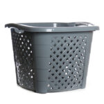 34 L Laundry Hamper Basket with Handles Large Baskets for Carrying and Storage Clothes Multipurpose Organizer Basket for Bathroom Laundry Room Gray