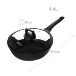 29 CM DOSTHOFF Non Stick Ceramic Coating Induction Saucepan with Glass Lid and Long Handle Small Cooking Pots 1 Piece Black - Image 3