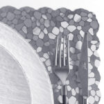 43 CM Heat Resistant Washable PVC Rectangle Placemats Non Slip Wipeable Placemat Vinyl Woven Table Mat for Dining Table Hotel and Party 1 Piece Gray - Image 2