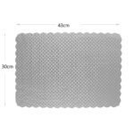 43 CM Heat Resistant Washable PVC Rectangle Placemats Non Slip Wipeable Placemat Vinyl Woven Table Mat for Dining Table Hotel and Party 1 Piece Silver - Image 3