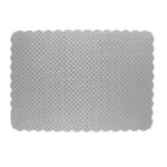 43 CM Heat Resistant Washable PVC Rectangle Placemats Non Slip Wipeable Placemat Vinyl Woven Table Mat for Dining Table Hotel and Party 1 Piece Silver