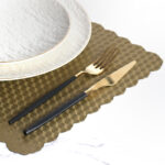 43 CM Heat Resistant Washable PVC Rectangle Placemats Non Slip Wipeable Placemat Vinyl Woven Table Mat for Dining Table Hotel and Party 1 Piece Bronze - Image 2