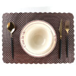 43 CM Heat Resistant Washable PVC Rectangle Placemats Non Slip Wipeable Placemat Vinyl Woven Table Mats for Dining Table Hotel and Party 1 Piece Brown - Image 2