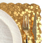 43 CM Heat Resistant Washable PVC Rectangle Placemats Non Slip Wipeable Placemat Vinyl Woven Table Mats for Dining Table Hotel and Party 1 Piece Gold - Image 4