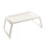 Folding Plastic Lap Desk Trays Portable Laptop Desk Stand Foldable Bed Tray Table for Laptops Ipad Study and Breakfast 1 Piece White