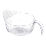 Plastic Rice Sieve Strainer Basket with Handle Multipurpose  Drain Strainer for Washing and Rinsing Vegetables Fruits and Pasta 1 Piece Transparent