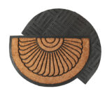 75 CM Semi Circle Door Mat with Rubber Backing and Sunburst Pattern Design Dirt Trapping Outdoor Mats Water Absorbent Non Slip Front Back Door Mats