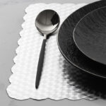 43 CM Heat Resistant Washable PVC Rectangle Placemats Non Slip Wipeable Placemat Vinyl Woven Table Mat for Dining Table Hotel and Party 1 Piece Silver - Image 2