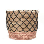 30 CM Multipurpose Handmade Woven Straw and Cotton Storage Basket Organizer Baskets for Living Room Bedroom Nursery and Laundry 1 Piece