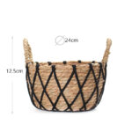 13 CM Multipurpose Handmade Woven Straw and Cotton Storage Basket with Handles Organizer Baskets for Living Room Bedroom Nursery and Laundry 1 Piece - Image 3