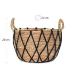 26 CM Multipurpose Handmade Woven Straw and Cotton Storage Basket with Handles Organizer Baskets for Living Room Bedroom Nursery and Laundry 1 Piece - Image 3