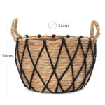 30 CM Multipurpose Handmade Woven Straw and Cotton Storage Basket with Handles Organizer Baskets for Living Room Bedroom Nursery and Laundry 1 Piece - Image 3