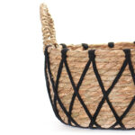 26 CM Multipurpose Handmade Woven Straw and Cotton Storage Basket with Handles Organizer Baskets for Living Room Bedroom Nursery and Laundry 1 Piece - Image 4