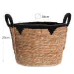 29 CM Multipurpose Handmade Woven Straw and Cotton Storage Basket with Handles Organizer Baskets for Living Room Bedroom Nursery and Laundry 1 Piece - Image 3