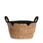 23 CM Multipurpose Handmade Woven Straw and Cotton Storage Basket with Handles Organizer Baskets for Living Room Bedroom Nursery and Laundry 1 Piece