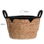 26 CM Multipurpose Handmade Woven Straw and Cotton Storage Basket with Handles Organizer Baskets for Living Room Bedroom Nursery and Laundry 1 Piece - Image 3