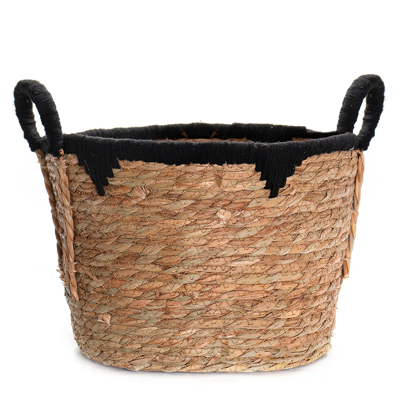 Multipurpose Handmade Woven Straw and Cotton Storage Basket with Handles Organizer Baskets for Living Room Bedroom Nursery and Laundry 1 Piece (67) 29 CM Multipurpose Handmade Woven Straw and Cotton Storage Basket with Handles Organizer Baskets for Living Room Bedroom Nursery and Laundry 1 Piece - Image 1