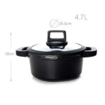 26 CM DOSTHOFF Non Stick Ceramic Coating Induction Deep Casserole Pan with Glass Lid and Covered Silicone Handles 1 Piece Black - Image 3