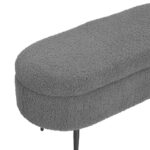 120 CM Luxurious Faux Fur Storage Bench with Metal Legs Modern Bedroom Benches Vanity Stool Shaggy Stools for Living Room Bedroom and Entryway Gray - Image 2