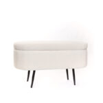 100 CM Luxurious Faux Fur Storage Bench with Metal Legs Modern Bedroom Benches Vanity Stool Shaggy Stools for Living Room Bedroom and Entryway White