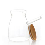 1000 ML Borosilicate Glass Turkish Coffee Pot with Bamboo Lid and Silicone Ring Multifunction Pots with Handle for Coffee Milk and Herbal Tea