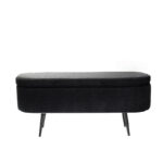120 CM Luxurious Faux Fur Storage Bench with Metal Legs Modern Bedroom Benches Vanity Stool Shaggy Stools for Living Room Bedroom and Entryway Black